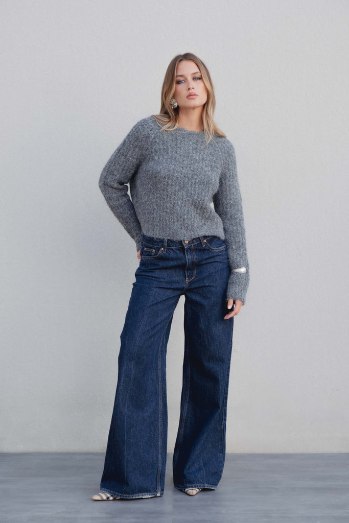 Pull doux gris chiné