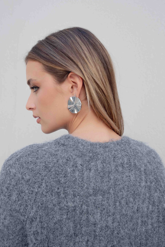 Pull doux gris chiné